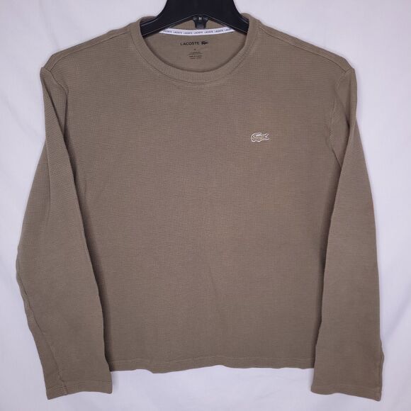 Lacoste Other - Lacoste Thermal Shirt Mens Medium Brown Waffle Knit Sleepwear